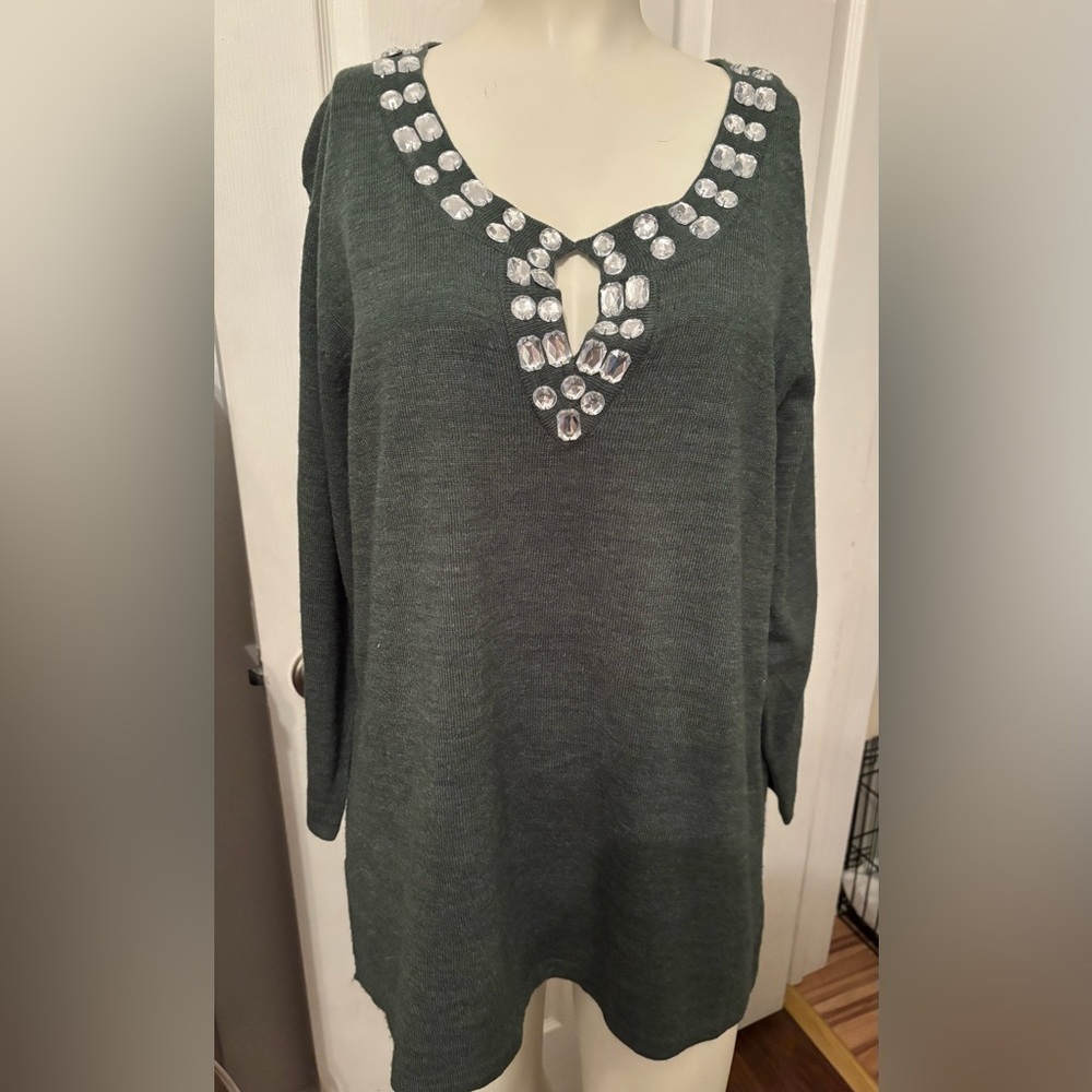 Cathy Daniels rhinestone sweater XL